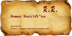 Remes Ruszlána névjegykártya